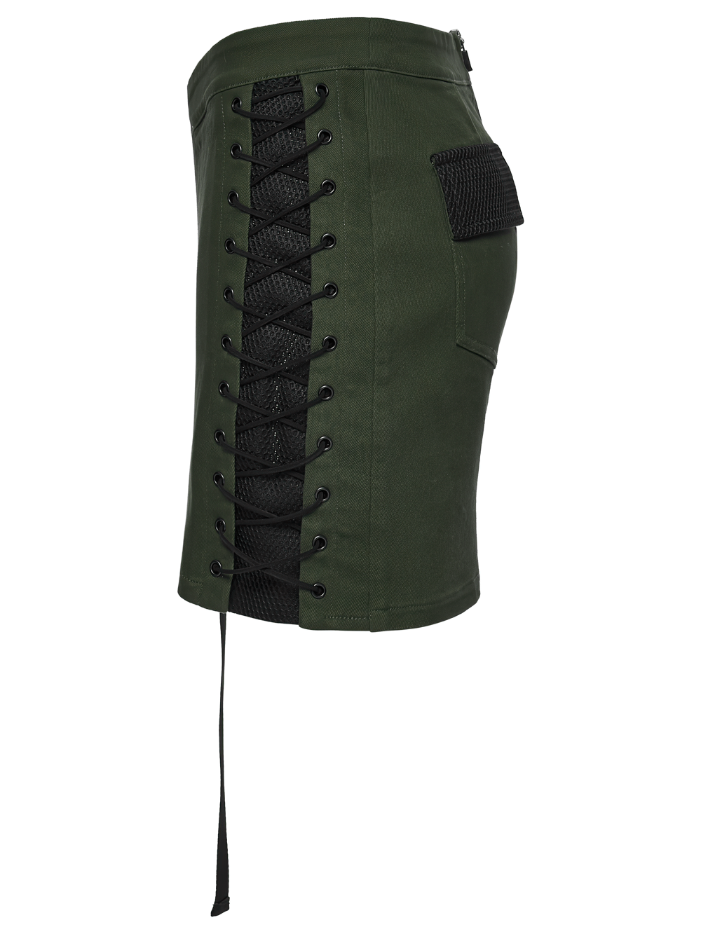 Cyberpunk Tactical Mini Skirt With Lace Up and Pockets