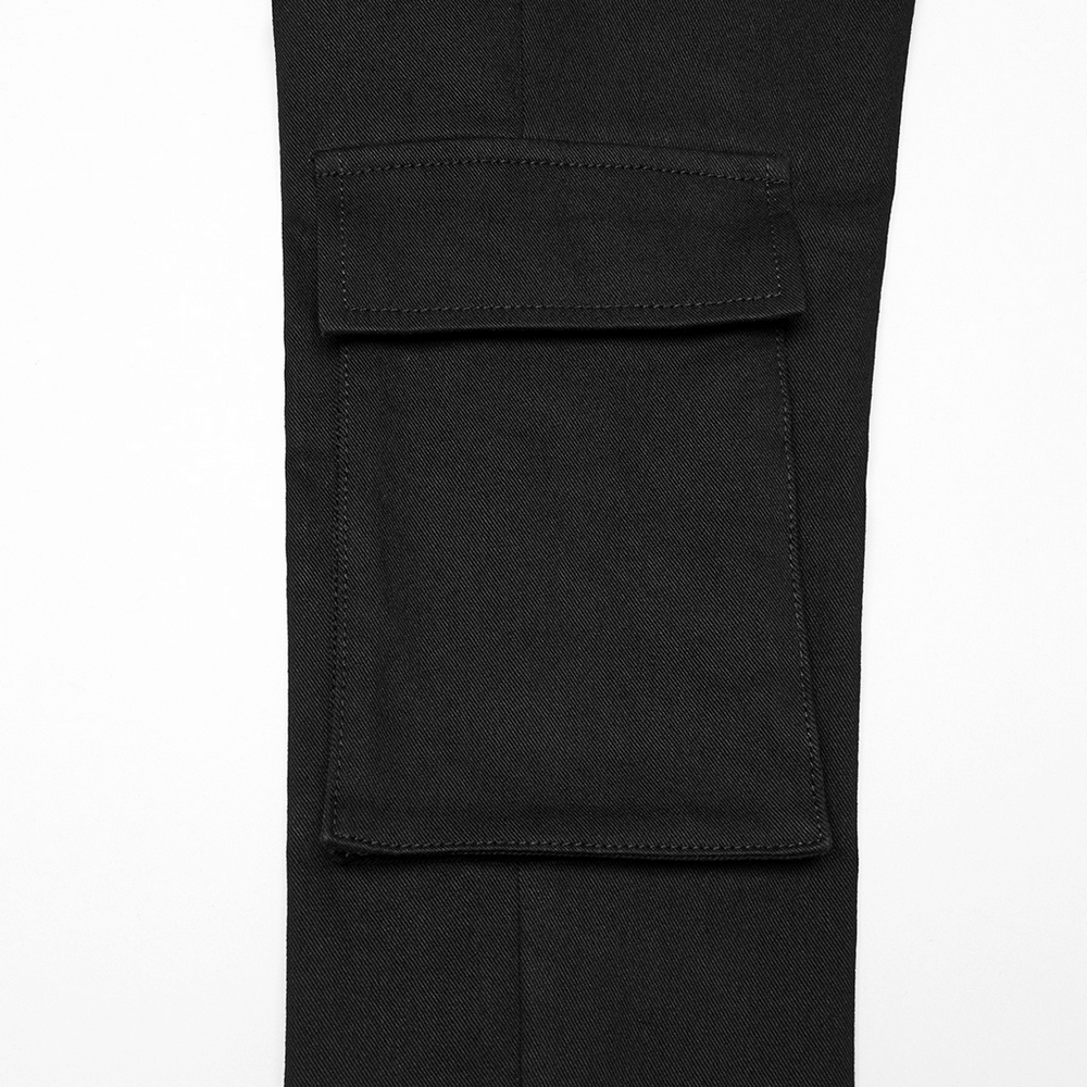 Cyberpunk Tight Trousers with Armor Patch and Drawstrings