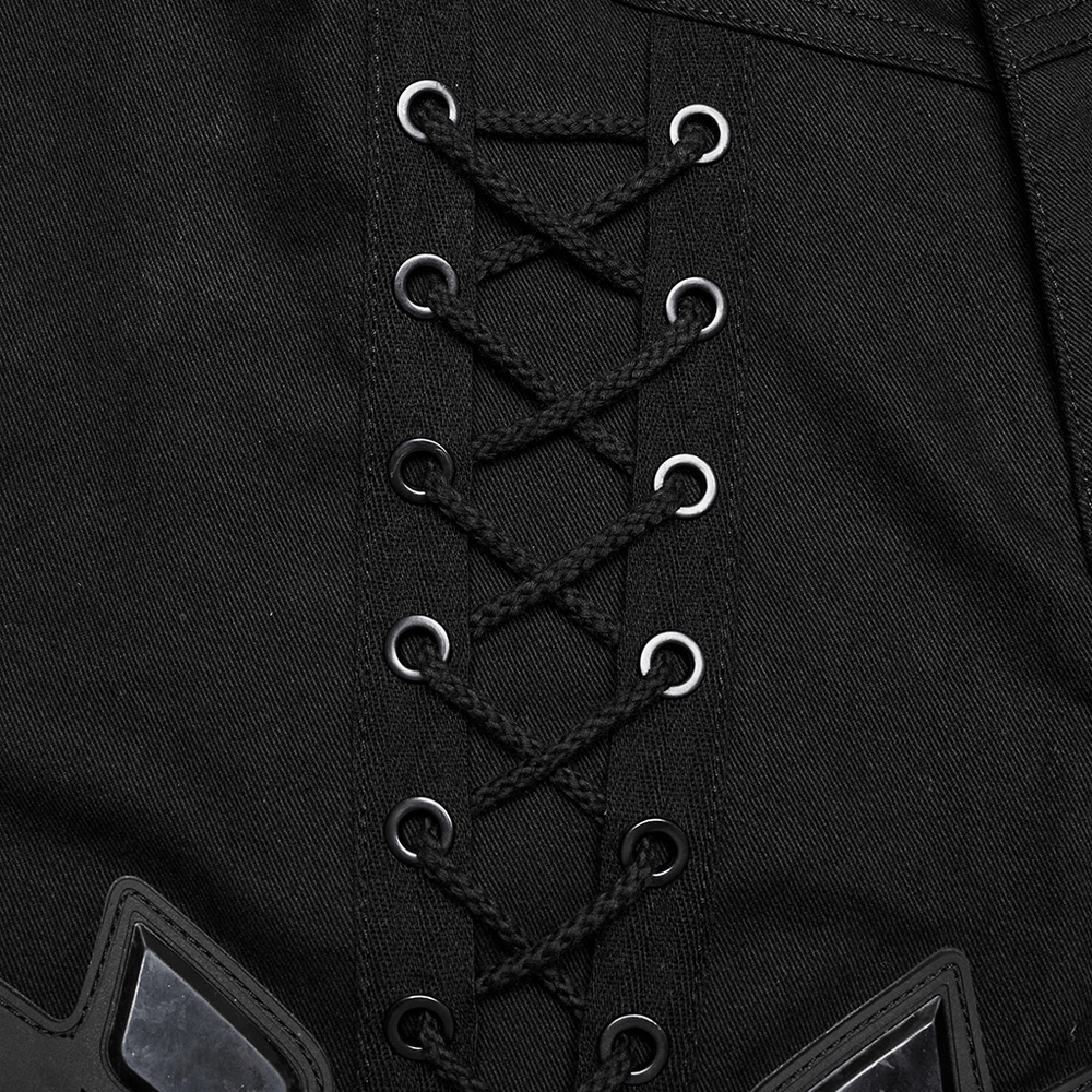 Cyberpunk Tight Trousers with Armor Patch and Drawstrings
