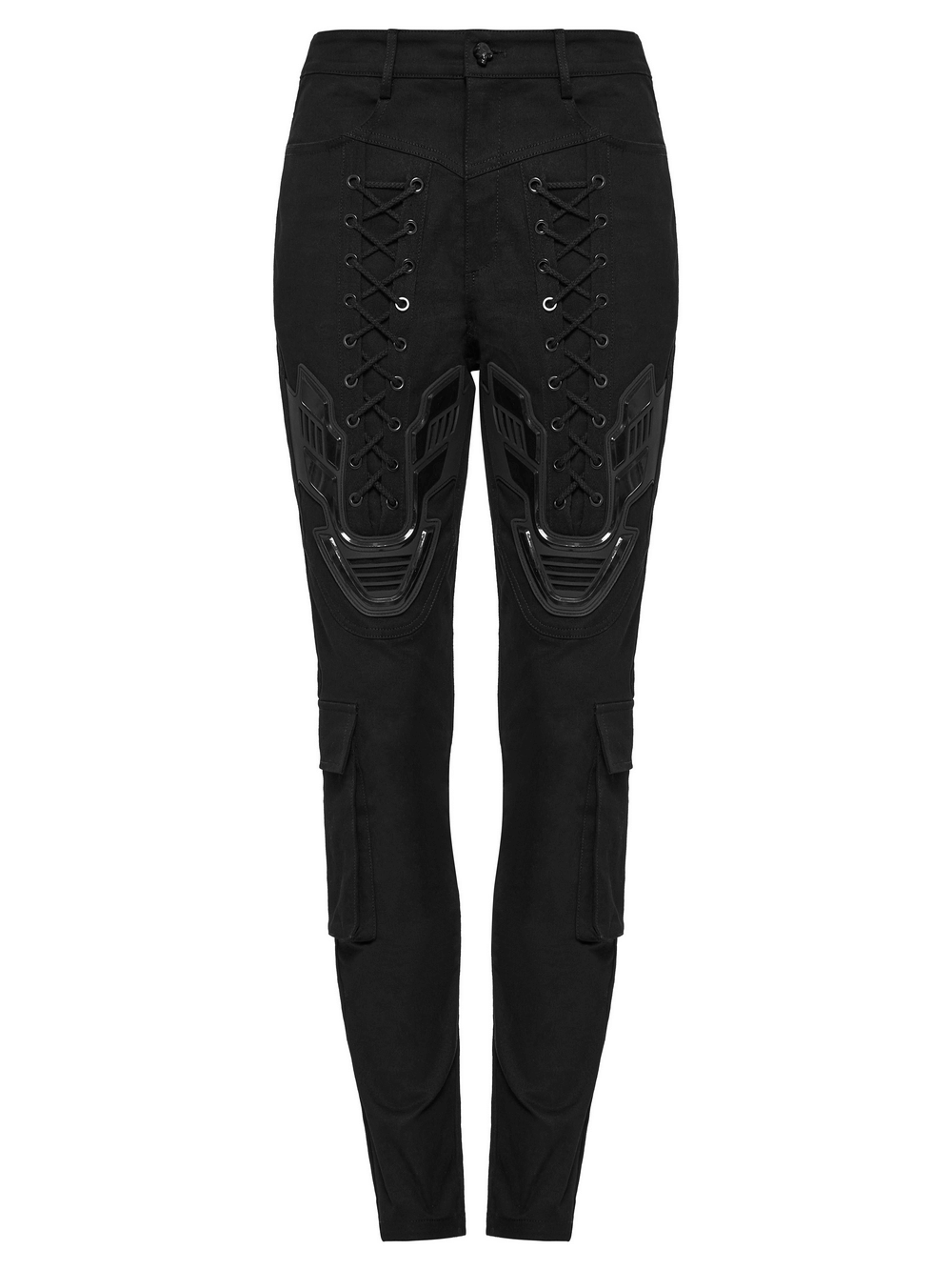 Cyberpunk Tight Trousers with Armor Patch and Drawstrings