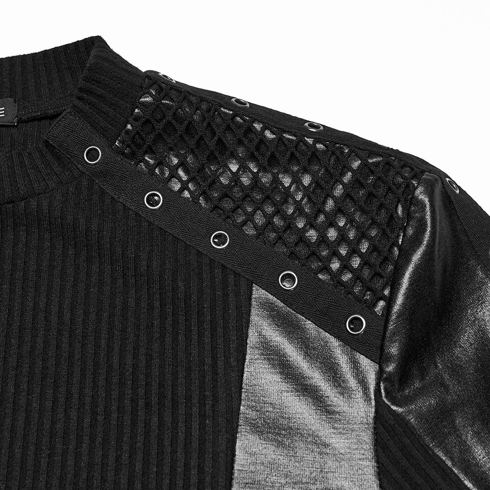 Cyberpunk Top with Metal Studs and Mesh Accents