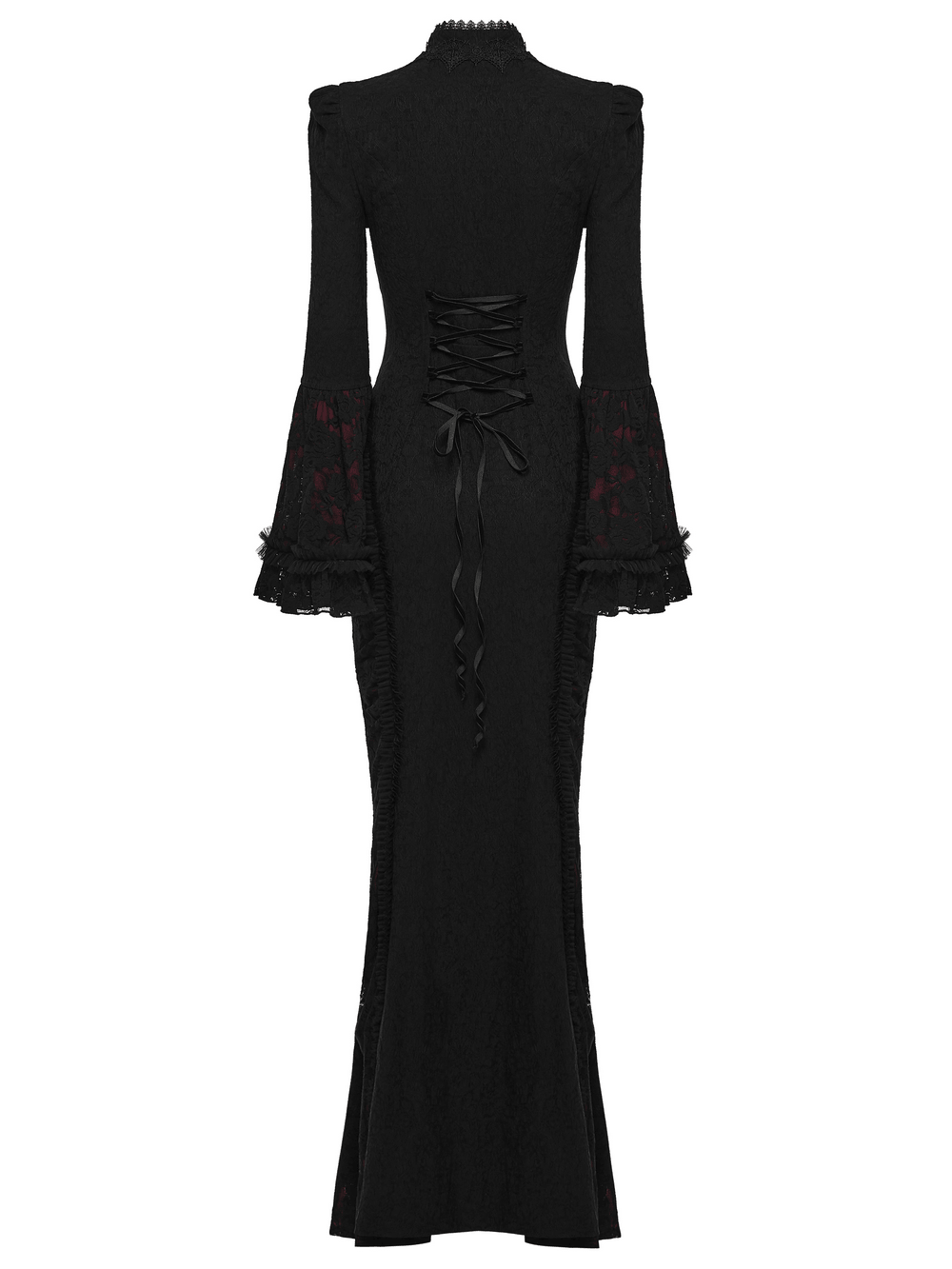 Dark Contrasting Gothic Lace Dress with Ruffles