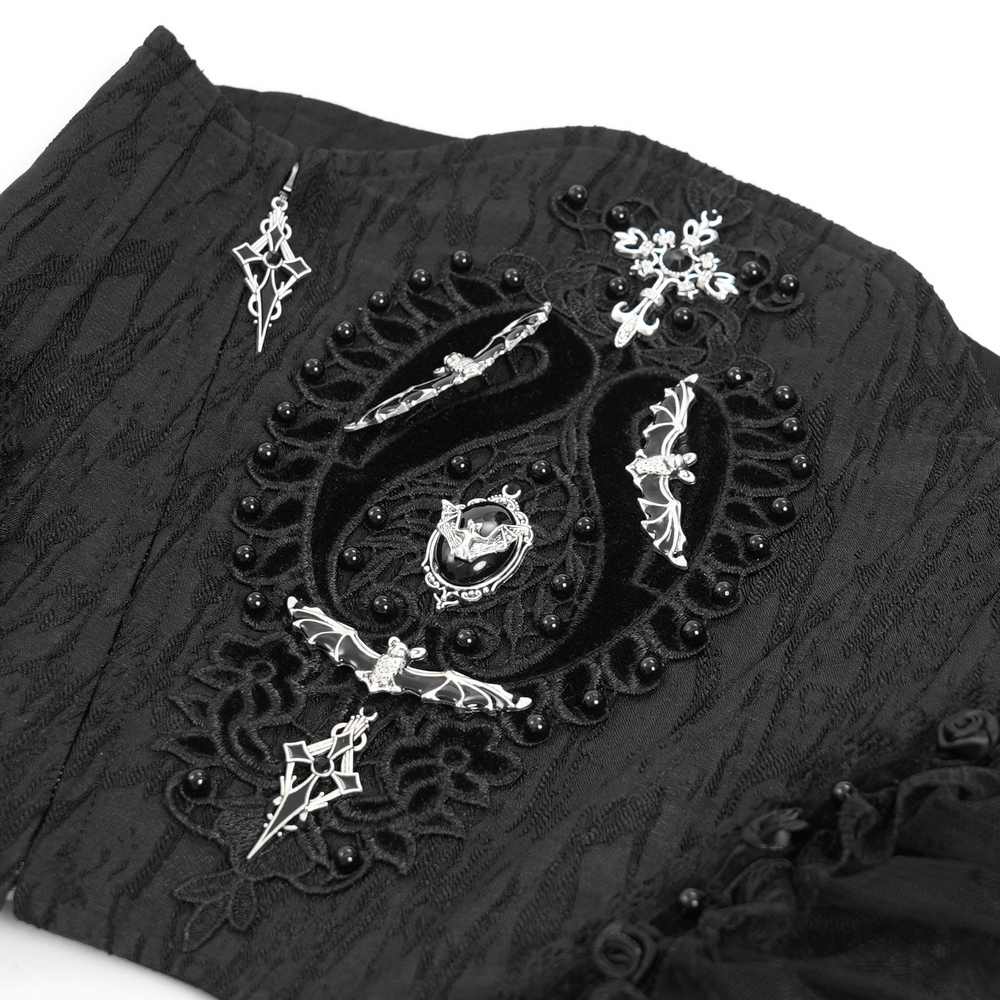 Dark Elegance Underbust Corset with Tulle and Lace