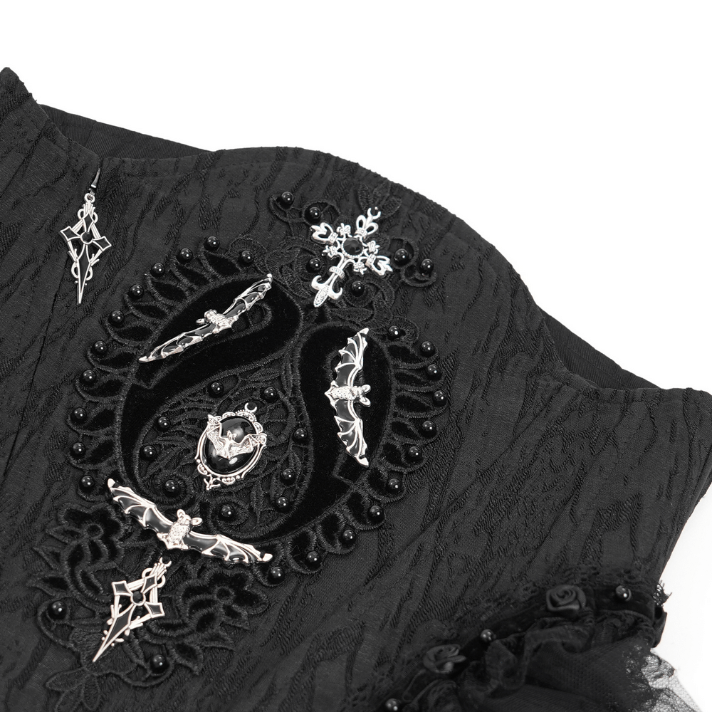 Dark Elegance Underbust Corset with Tulle and Lace