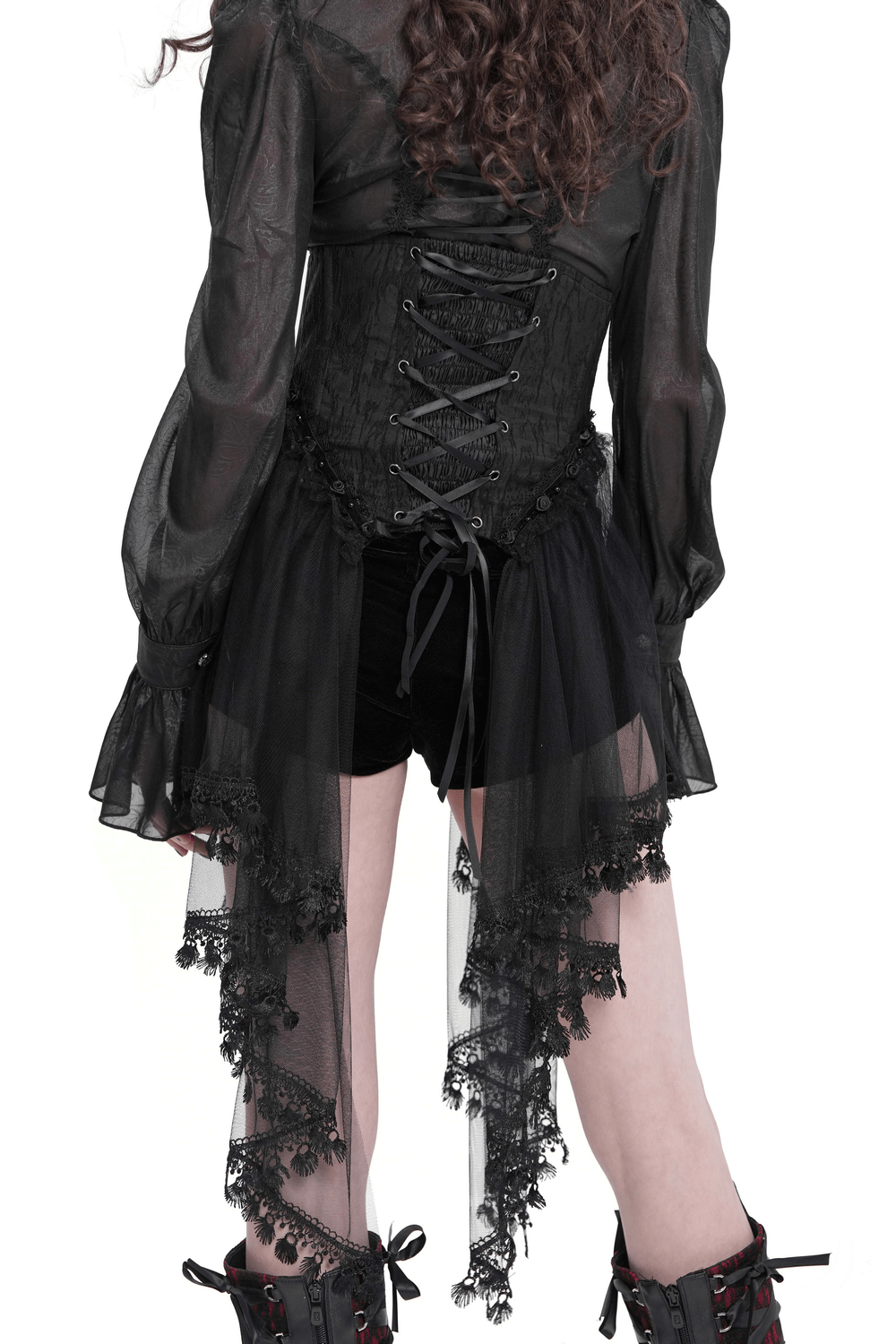 Dark Elegance Underbust Corset with Tulle and Lace