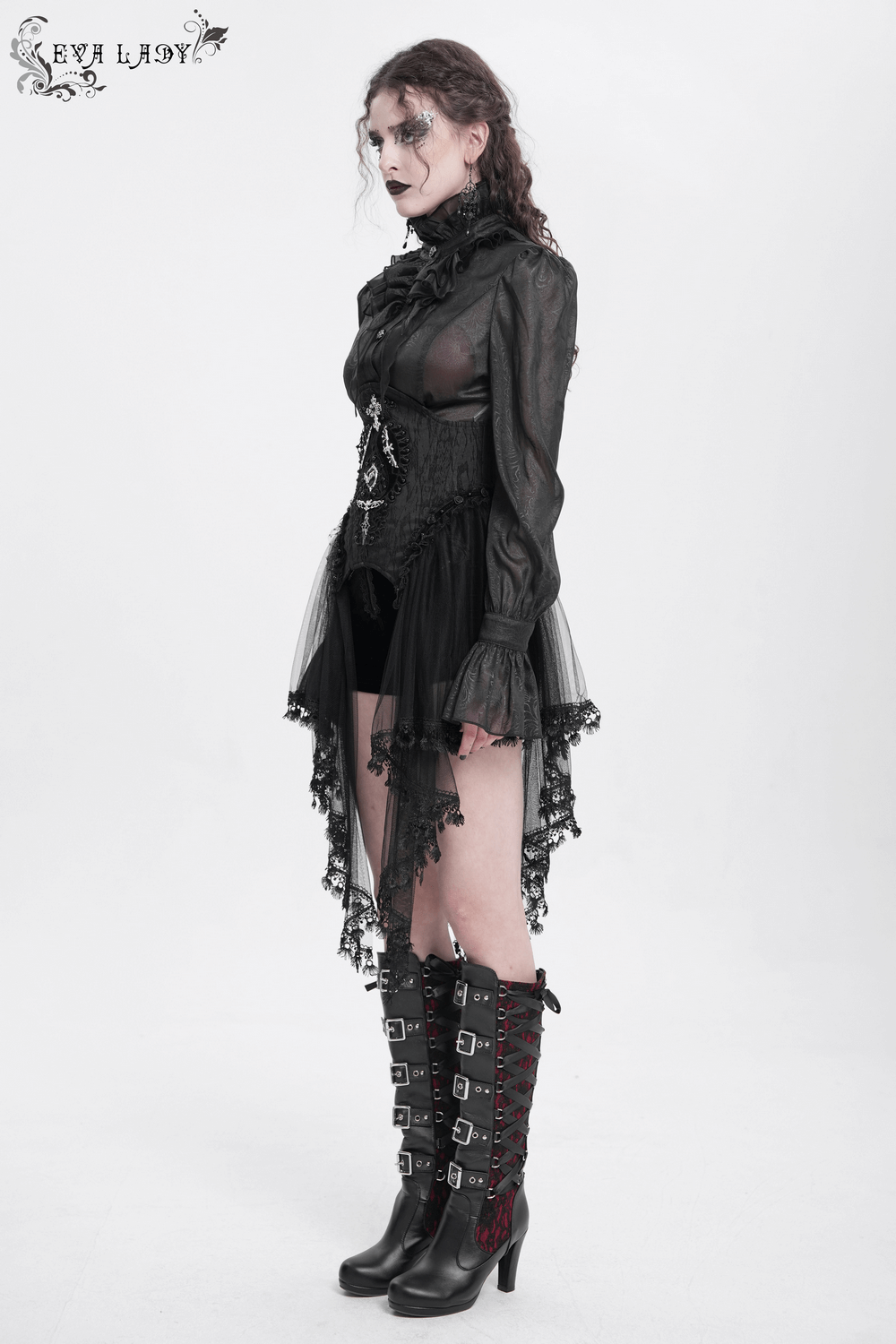 Dark Elegance Underbust Corset with Tulle and Lace