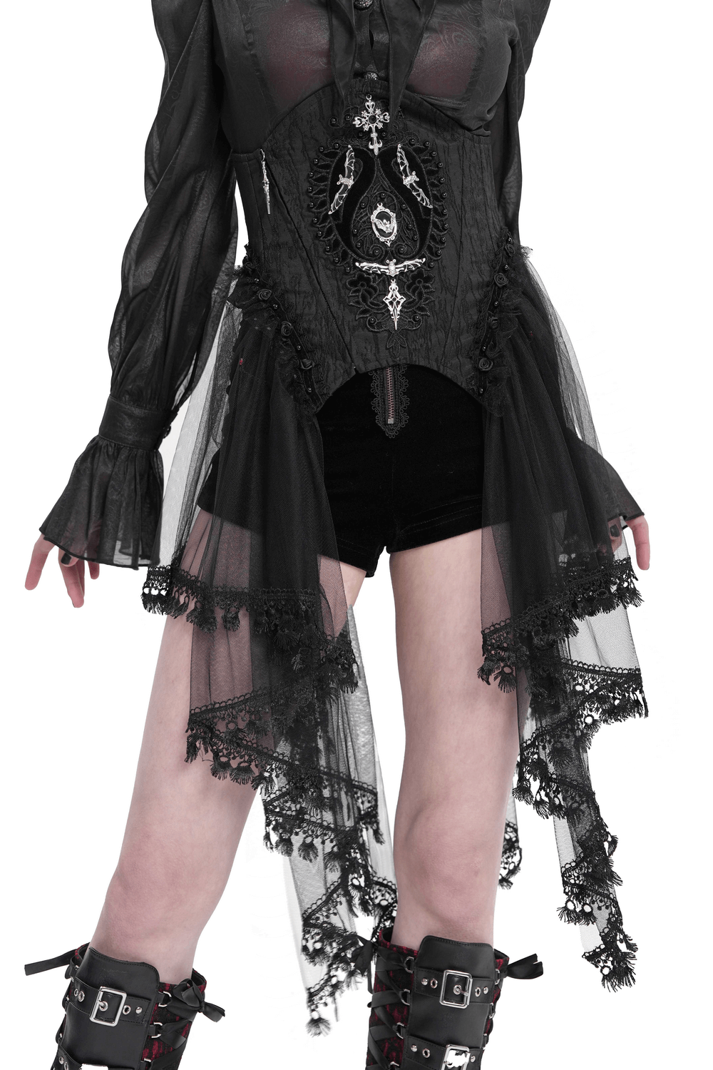 Dark Elegance Underbust Corset with Tulle and Lace