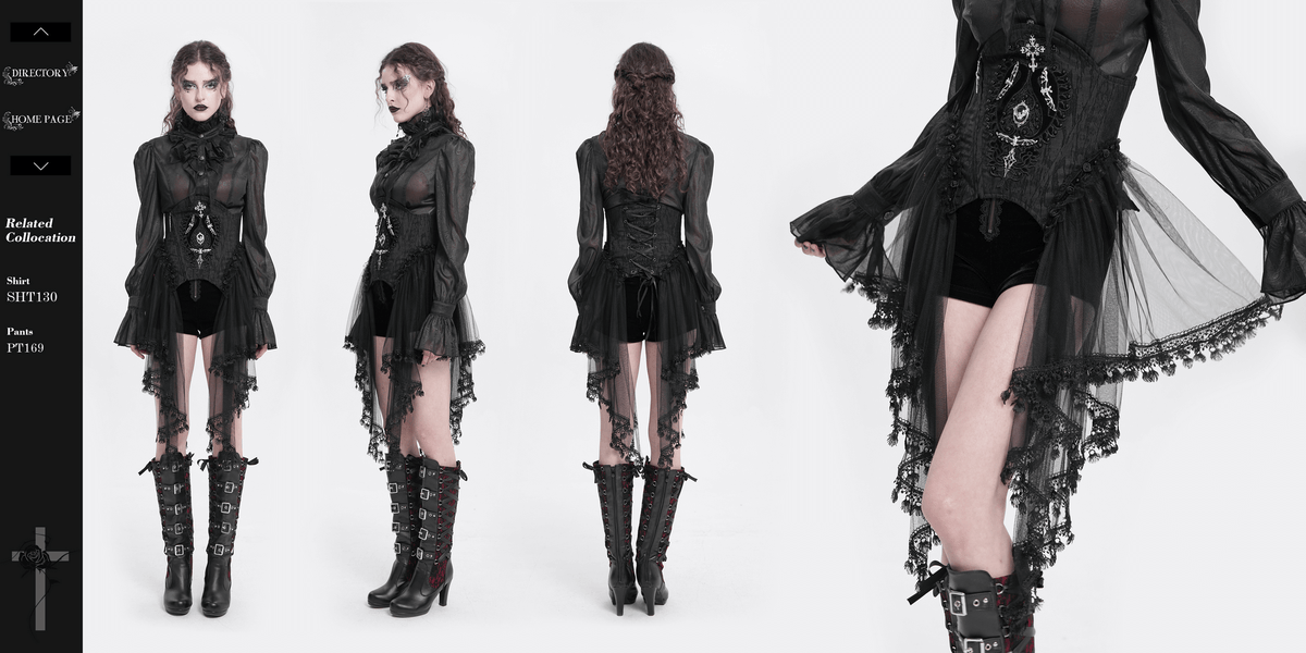 Dark Elegance Underbust Corset with Tulle and Lace