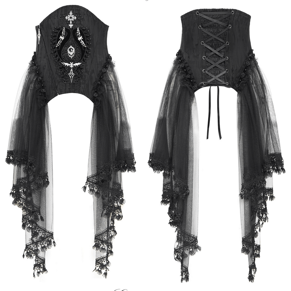 Dark Elegance Underbust Corset with Tulle and Lace