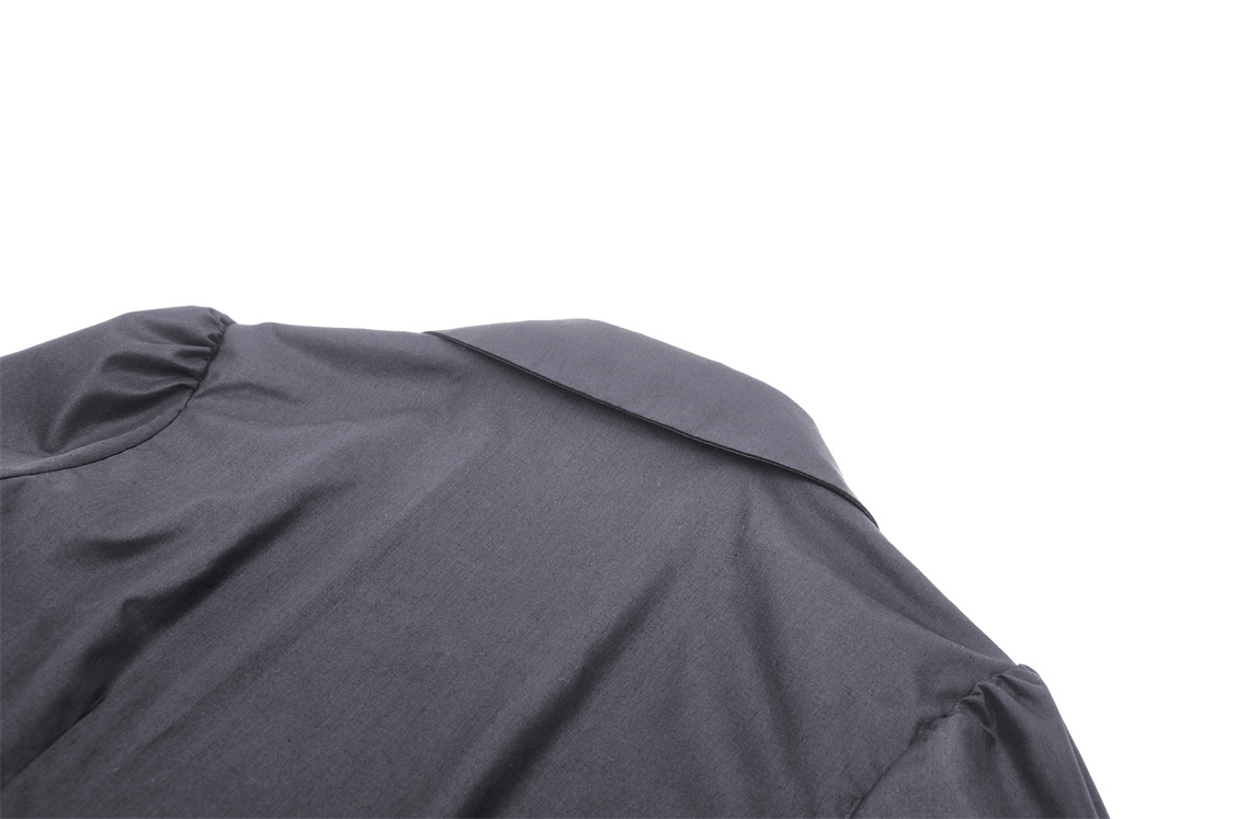 US SALE of Dark Gothic Buttons Ruffle Blouse With Long Sleeves