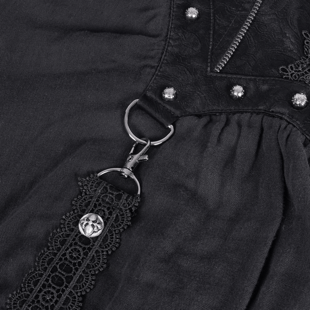 Dark Gothic Layered Dress with Lace and Corset Details