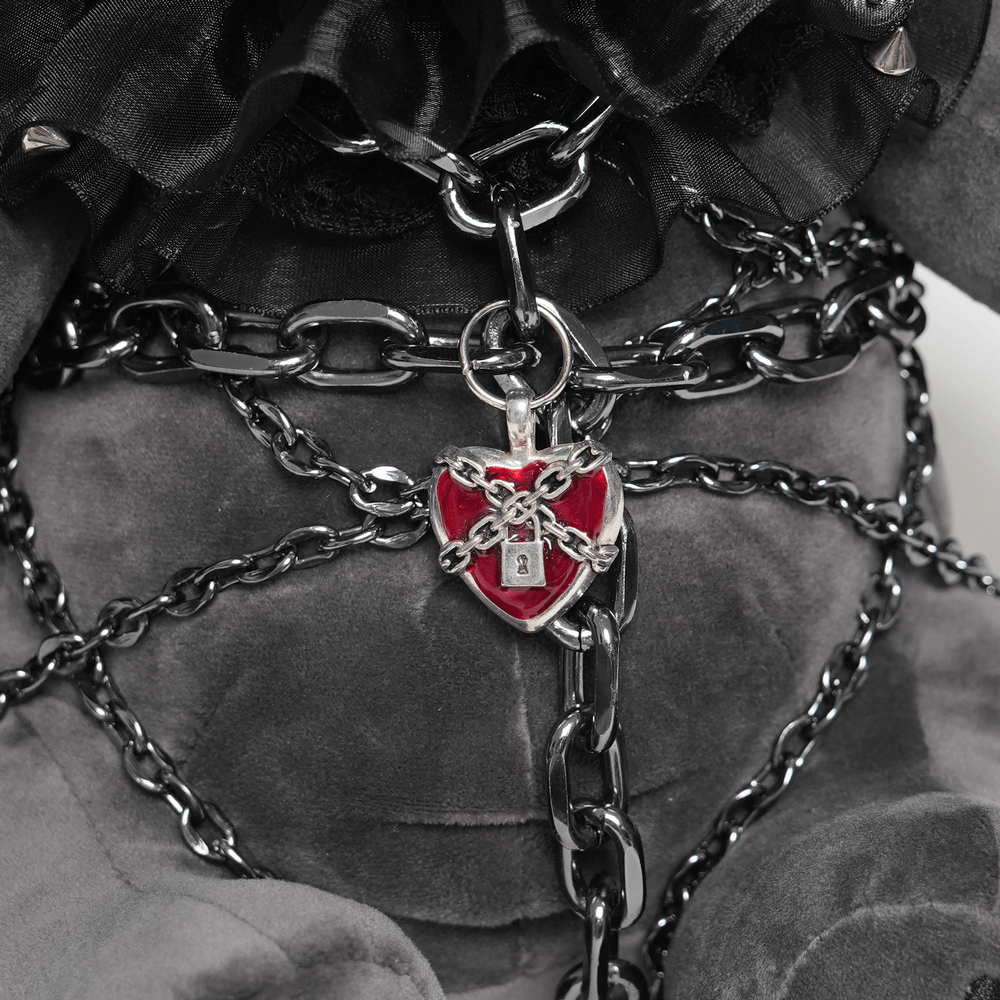 Dark Gothic Plush Bunny with Chains and Ruffles