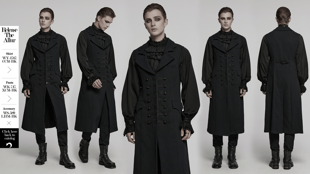 Dark Night Vampire Gentleman Vest with Bat Collar