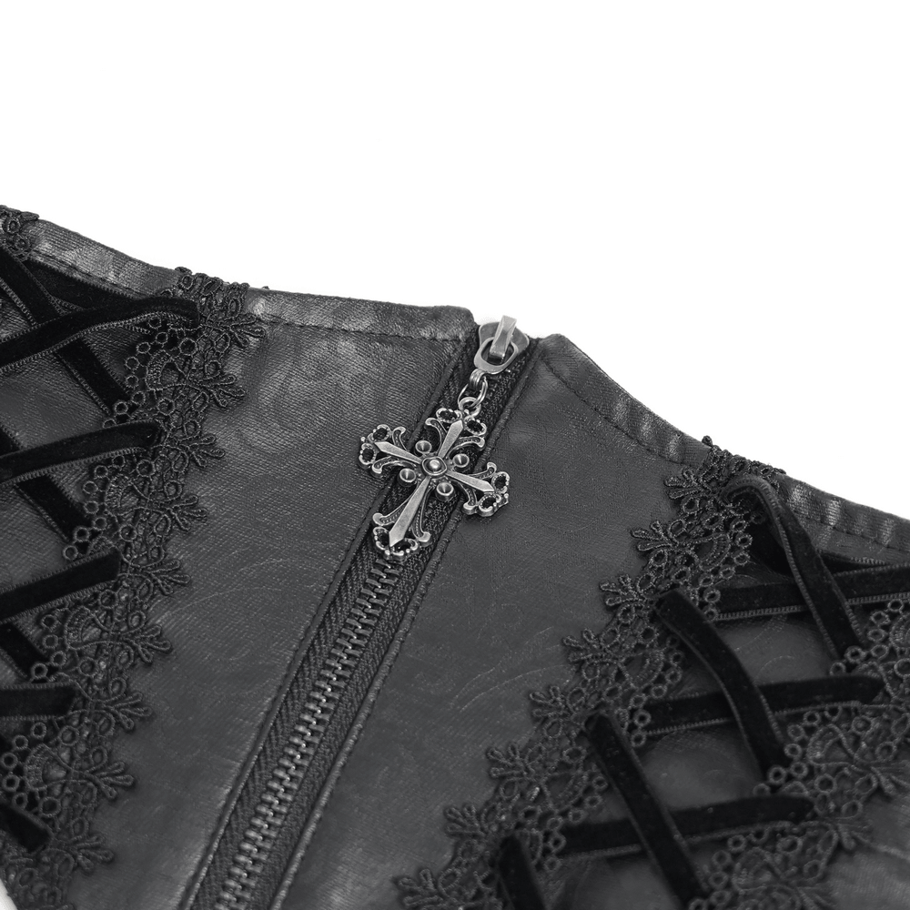 Dark Romantic Lace Maxi Skirt with Corset Waist and Ruffles
