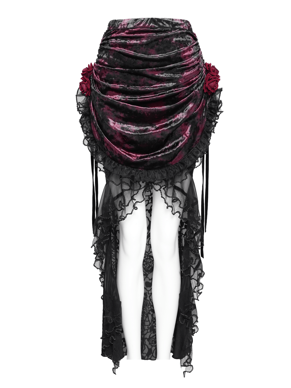 Dark Romantic Lace Maxi Skirt with Corset Waist and Ruffles
