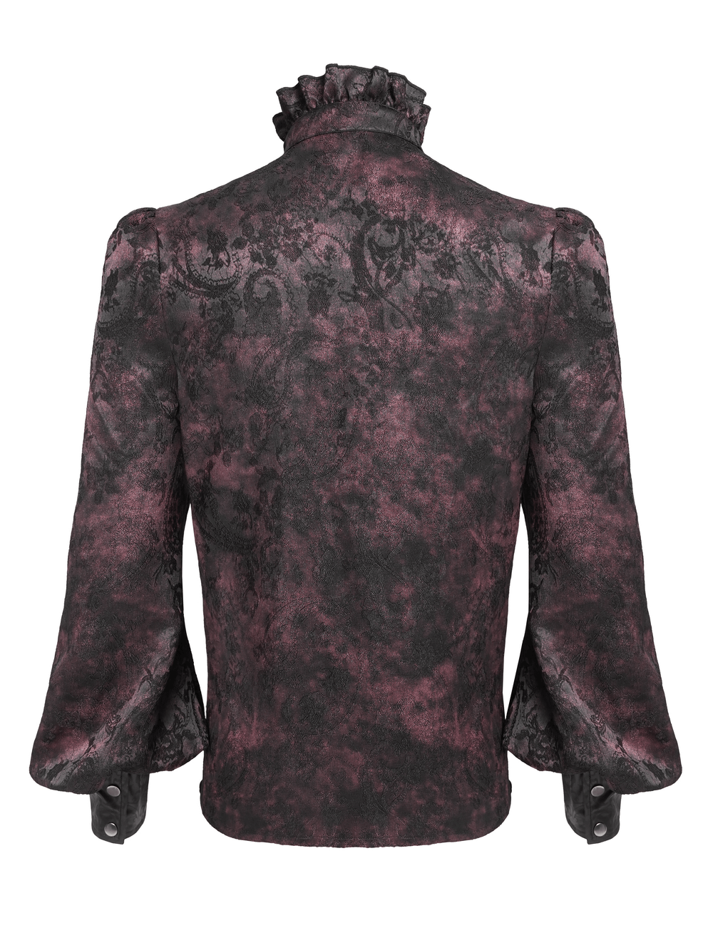 Dark Romantic Shirt with Ruffled Collar and Buttons