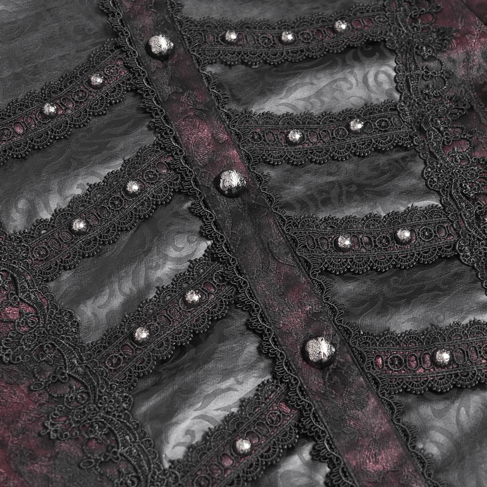 Dark Romantic Shirt with Ruffled Collar and Buttons