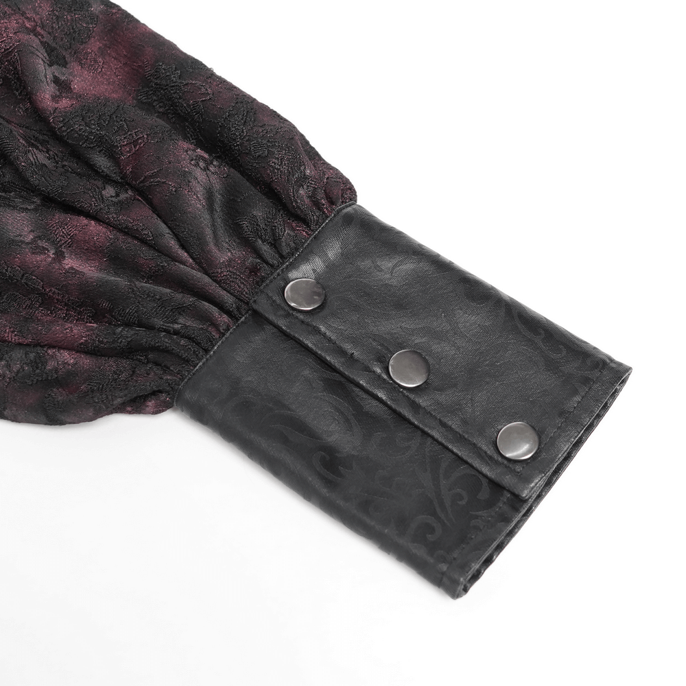 Dark Romantic Shirt with Ruffled Collar and Buttons