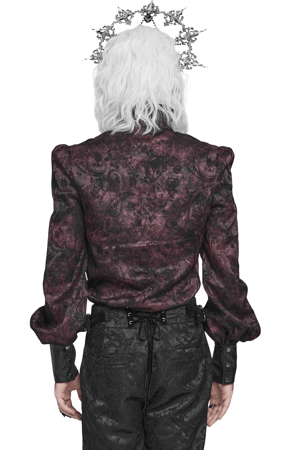 Dark Romantic Shirt with Ruffled Collar and Buttons