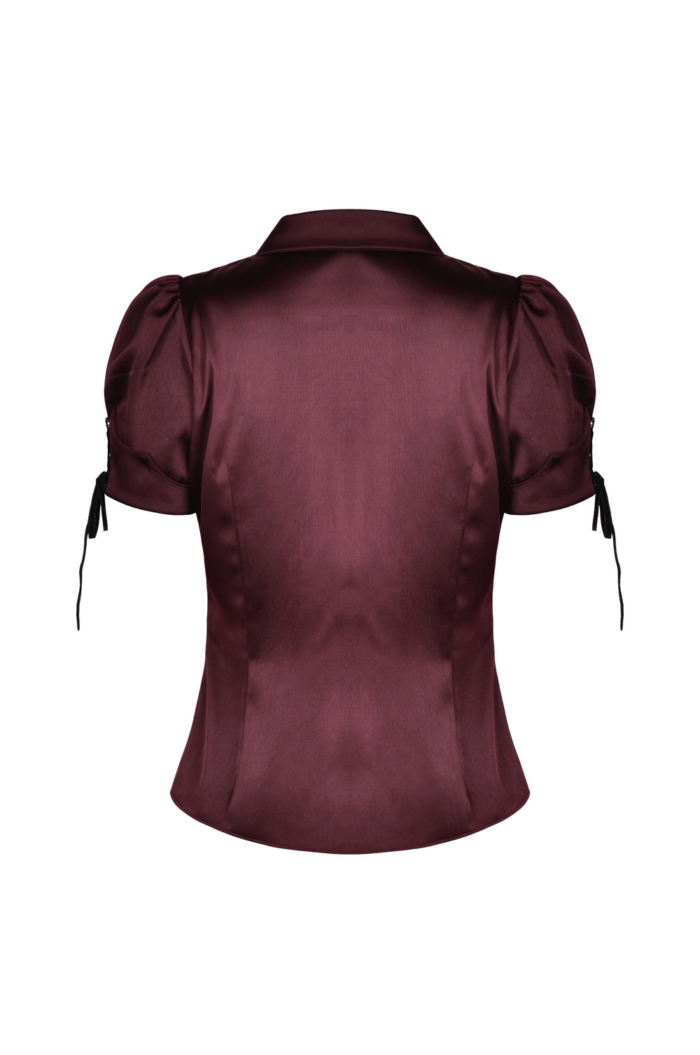 US SALE of Dark Romantic Wine Red Blouse with Puff Sleeves