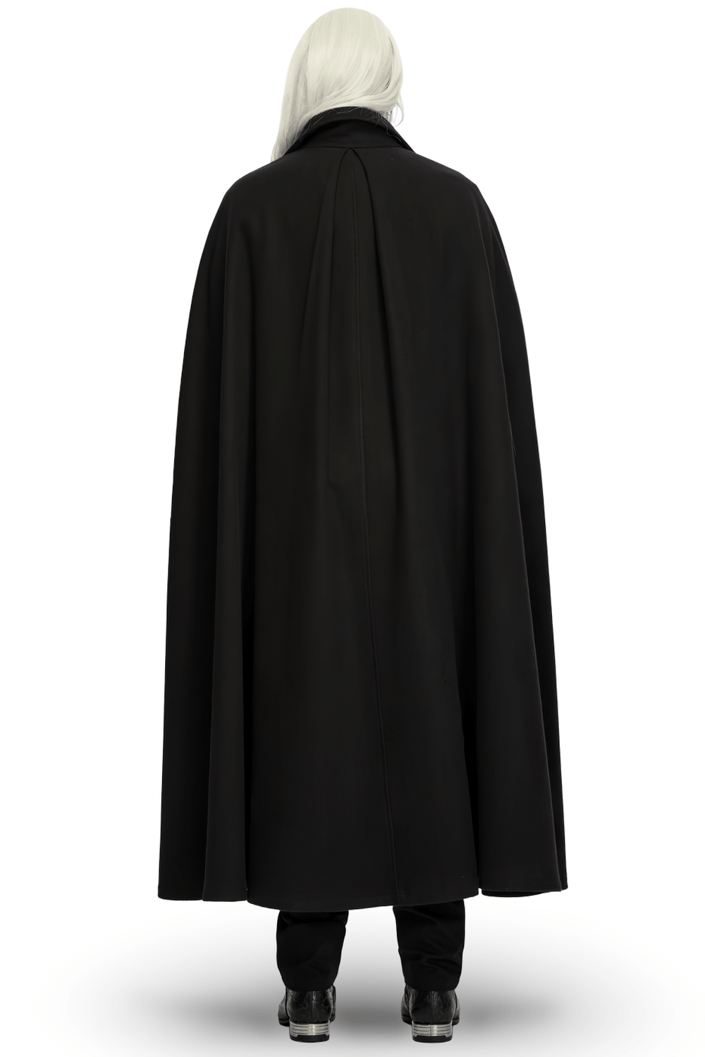Dark Victorian Black Wool Cloak with Stand Collar
