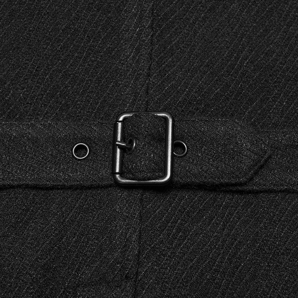 Dark Victorian Black Wool Cloak with Stand Collar