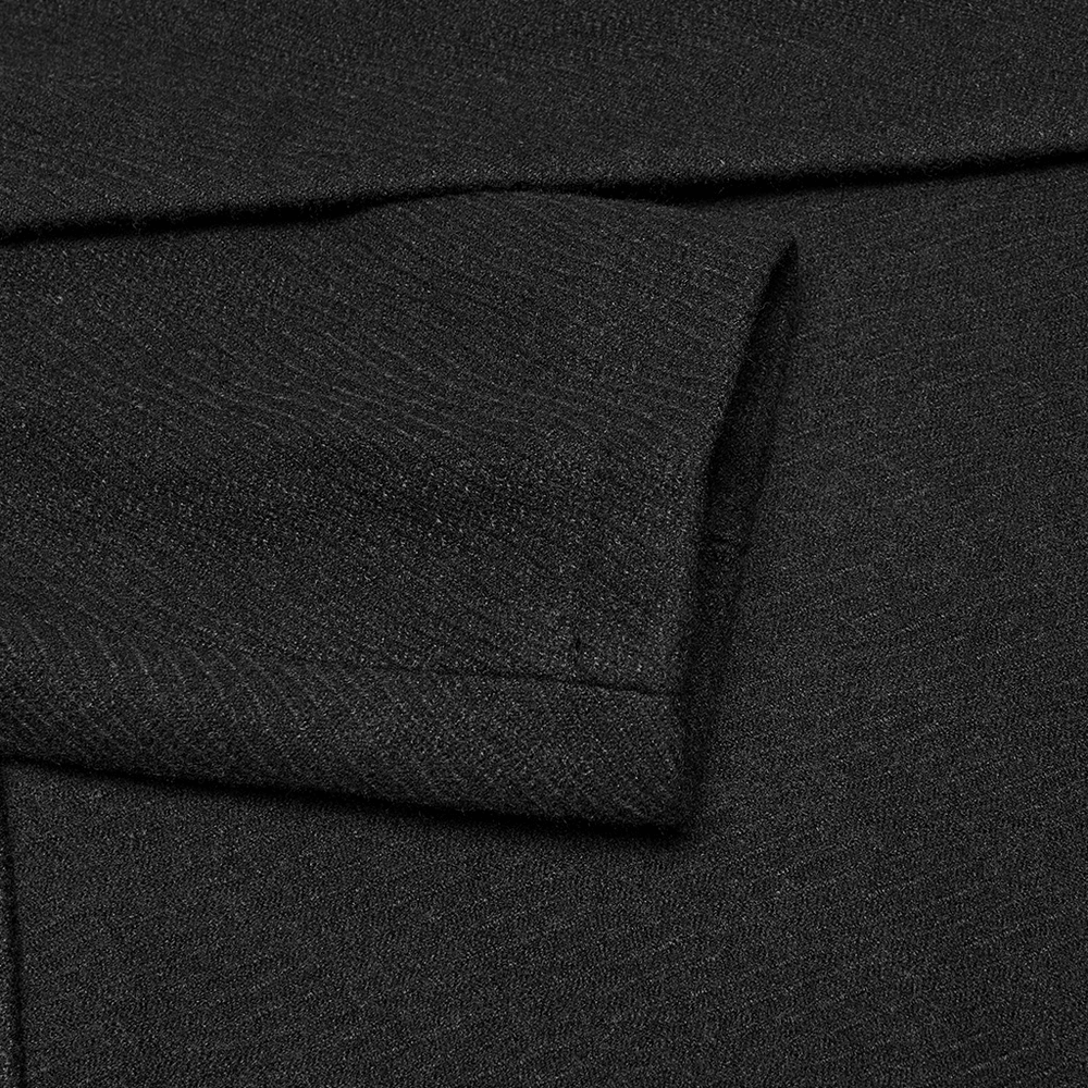 Dark Victorian Black Wool Cloak with Stand Collar