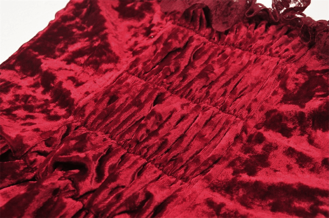US SALE of Deep Red Velvet Maxi Dress with Cross Front Detail