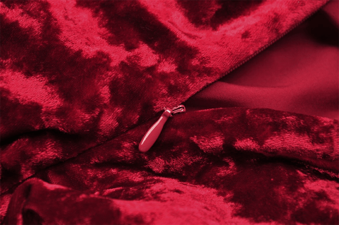 Deep Red Velvet Maxi Dress with Cross Front Detail