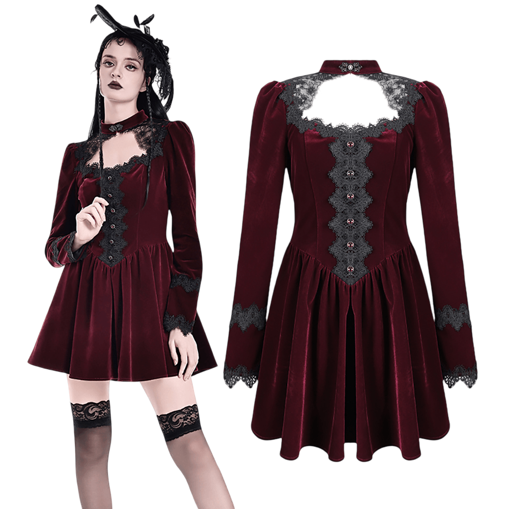 Delicate Mini Dress with Lace and Keyhole Neckline