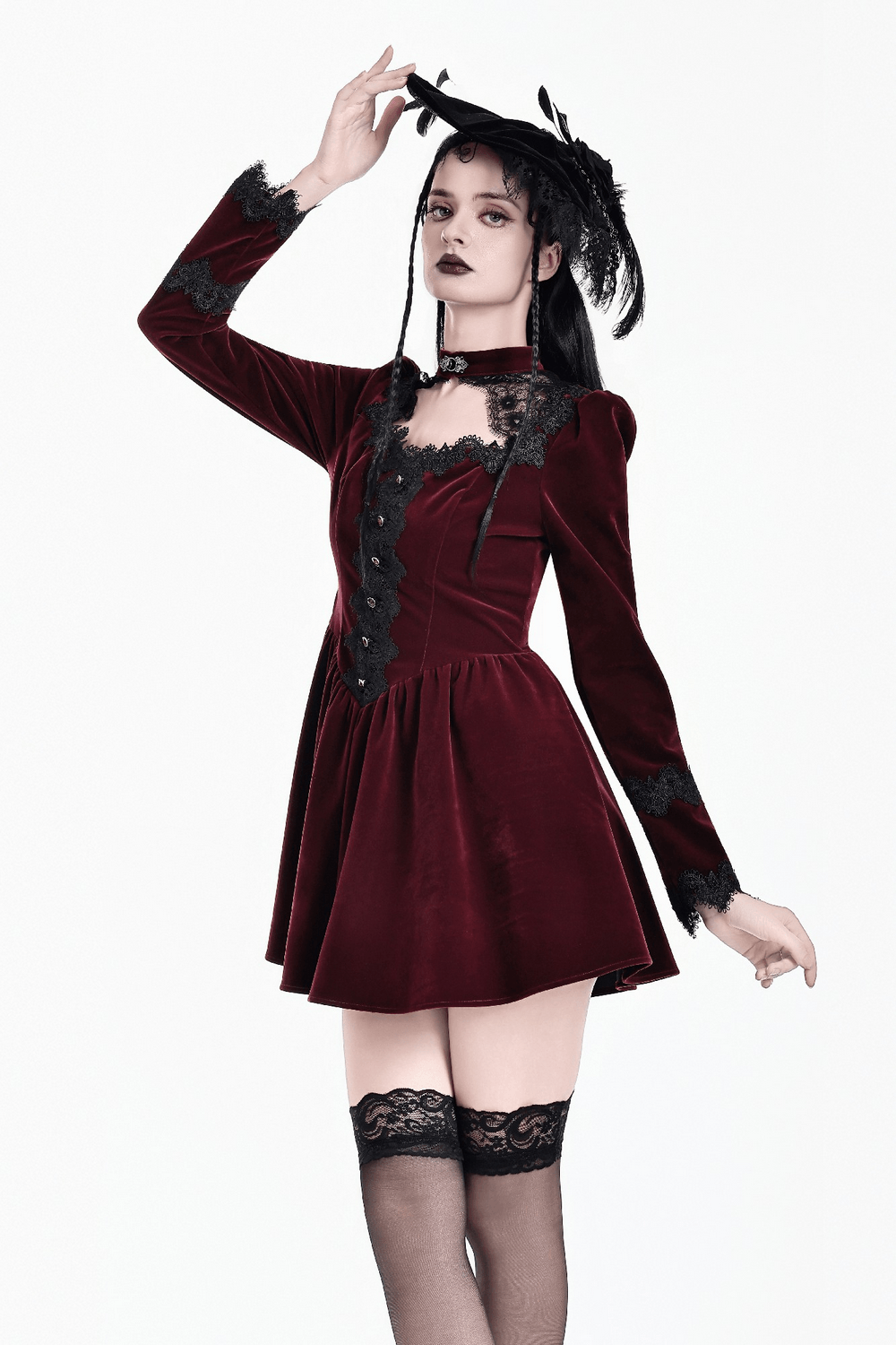Delicate Mini Dress with Lace and Keyhole Neckline