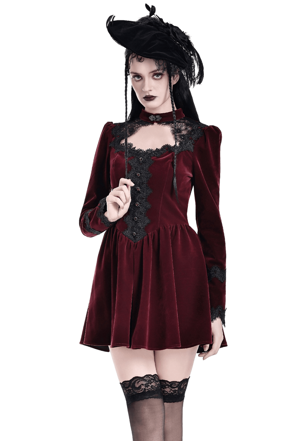 Delicate Mini Dress with Lace and Keyhole Neckline