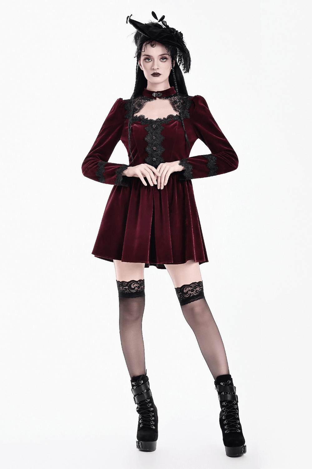 Delicate Mini Dress with Lace and Keyhole Neckline