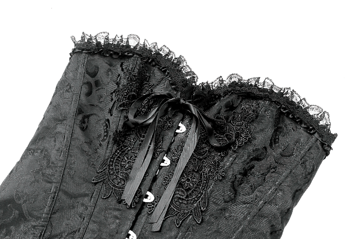 Delicate Overbust Corset with Floral Brocade Detailing
