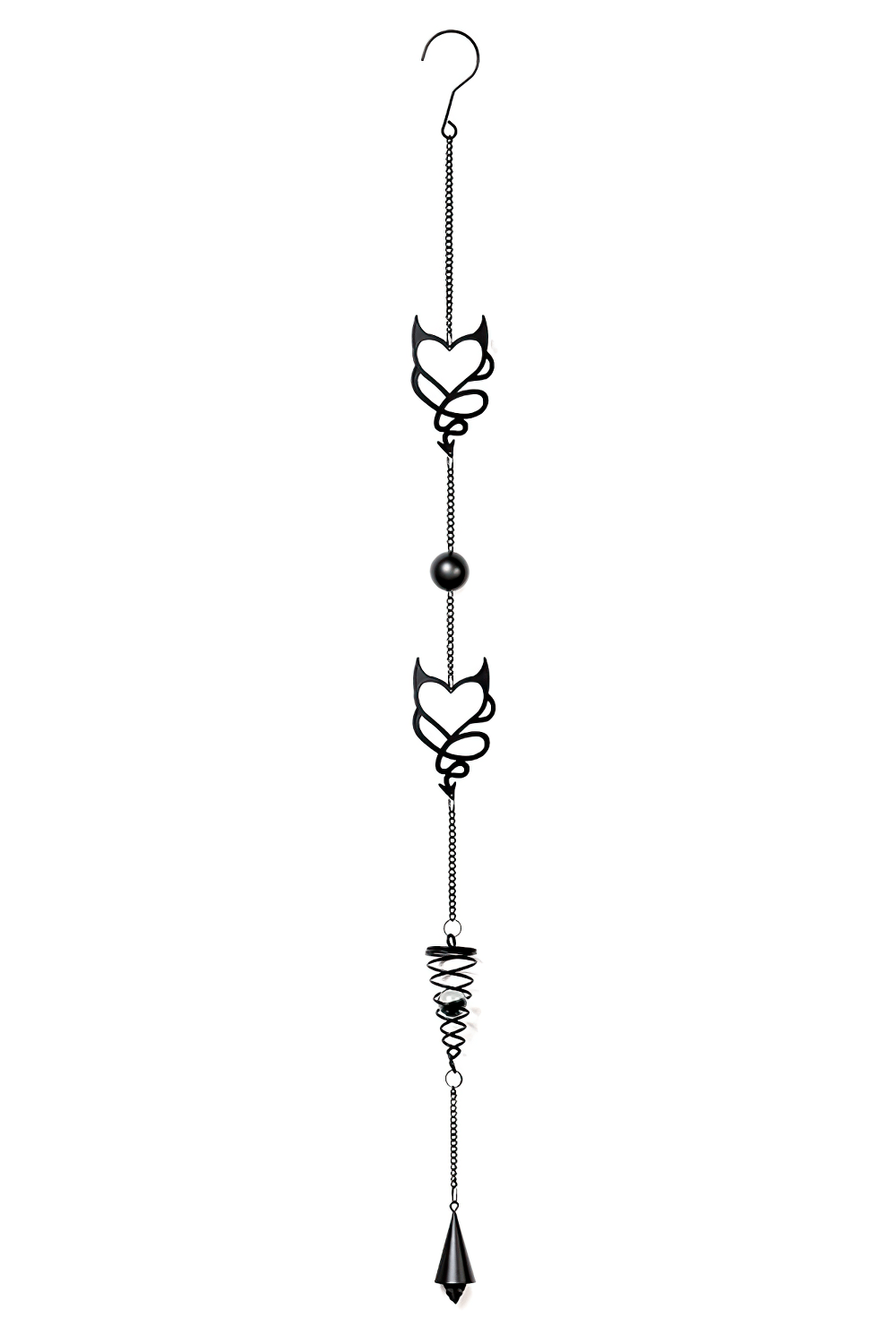 Devil Heart Black Metal Hanging Decoration with Roses