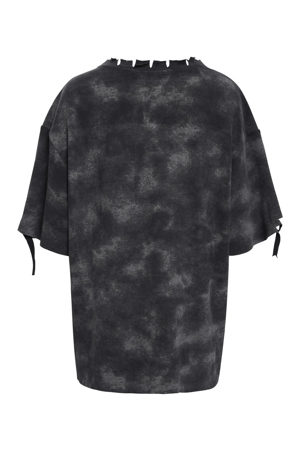 Distressed Demon Graphic T-Shirt with Ties and Rips