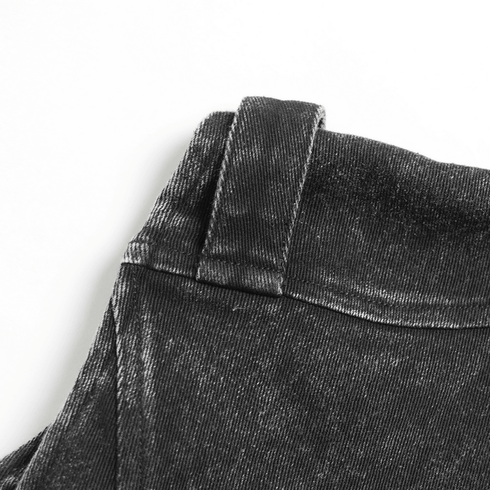 Distressed Gothic Vest With Buckle Strap Detail