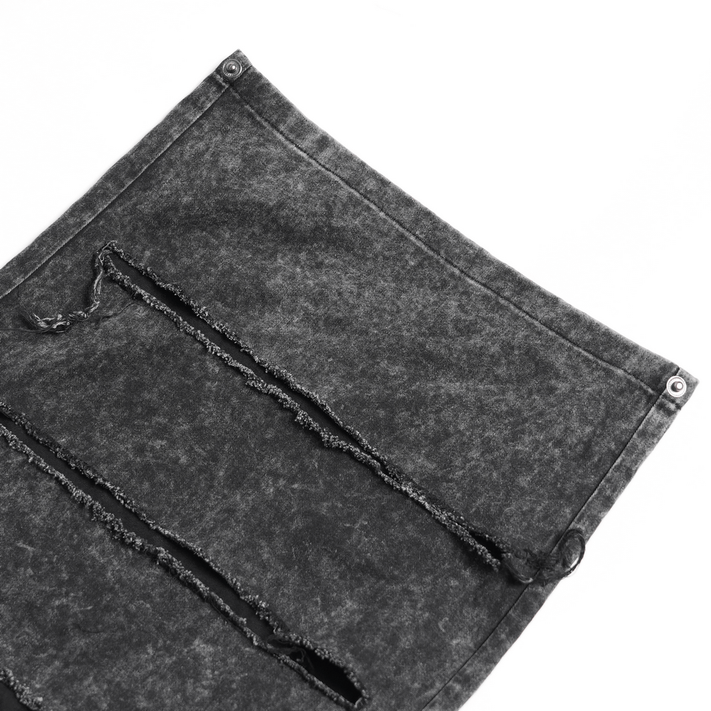 Distressed Pants with Chains and Strap Details for Men