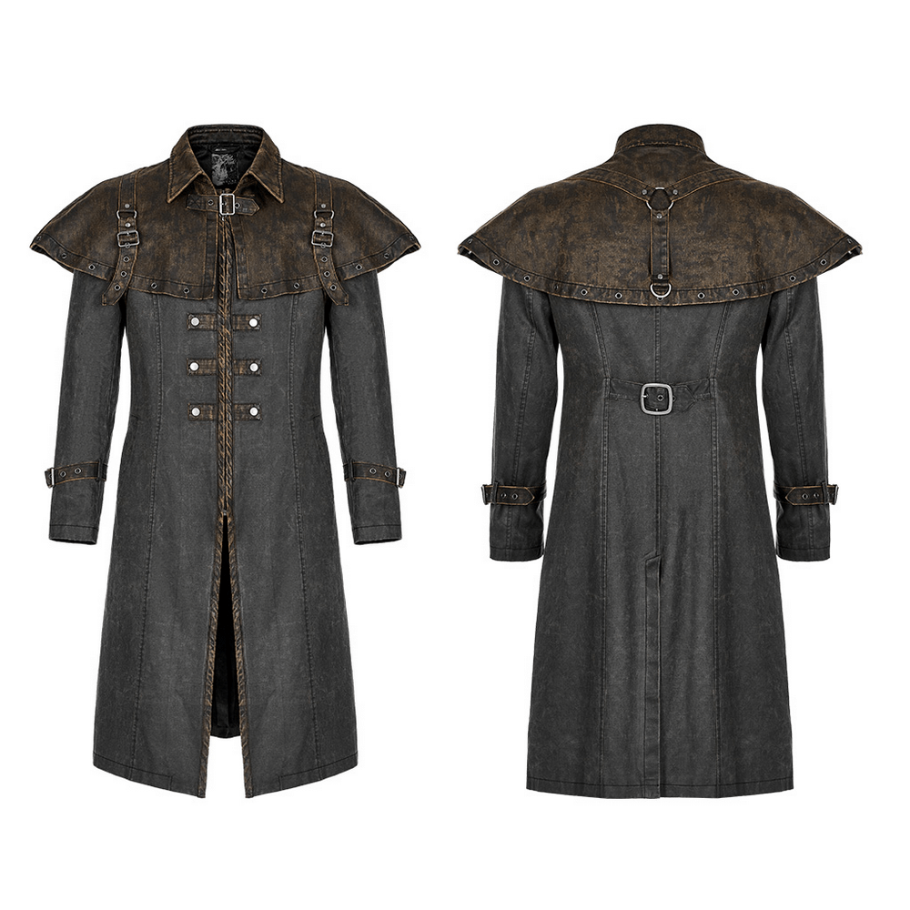 US SALE of Distressed Steampunk Tailcoat with Buckle Accents