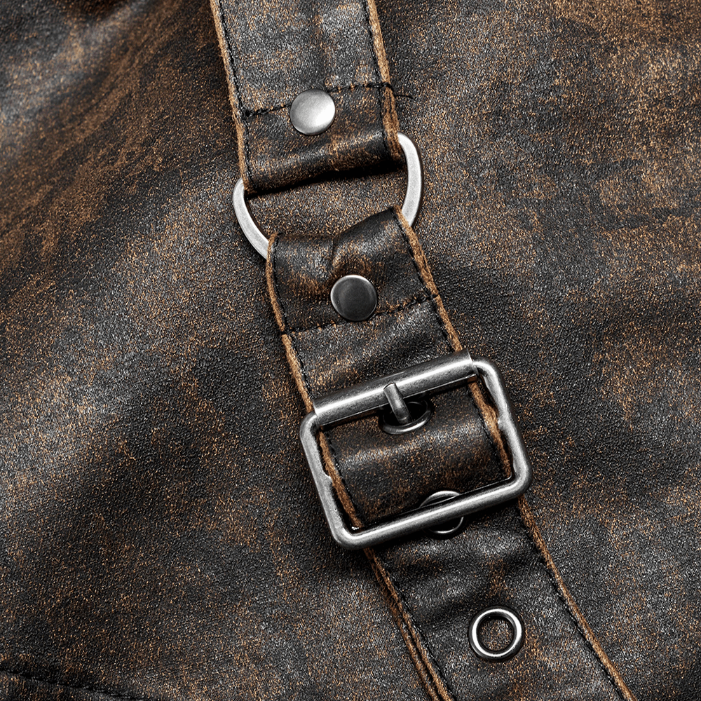 US SALE of Distressed Steampunk Tailcoat with Buckle Accents