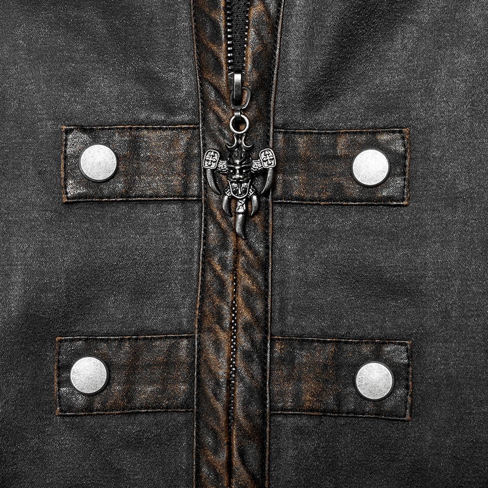 US SALE of Distressed Steampunk Tailcoat with Buckle Accents