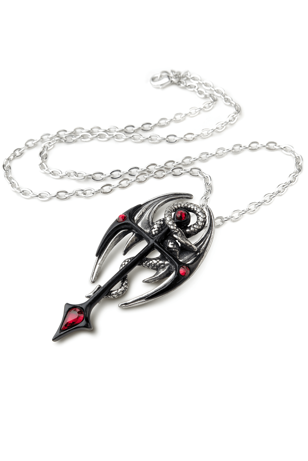 Dramatic Draconkreuz Pendant with Red Austrian Crystals