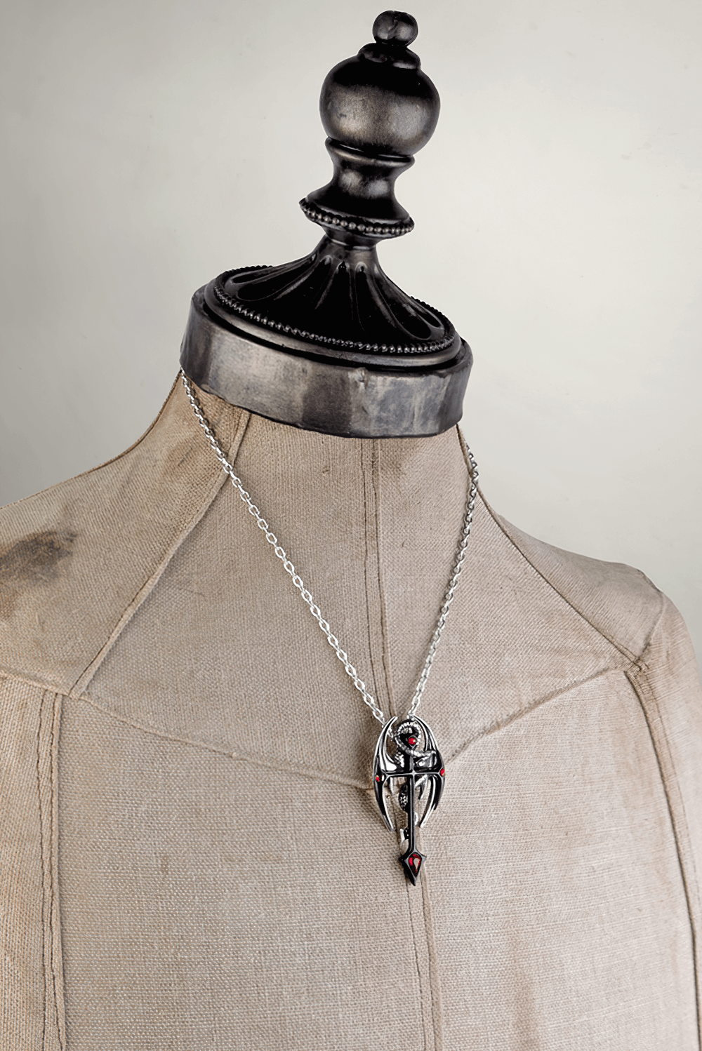 Dramatic Draconkreuz Pendant with Red Austrian Crystals