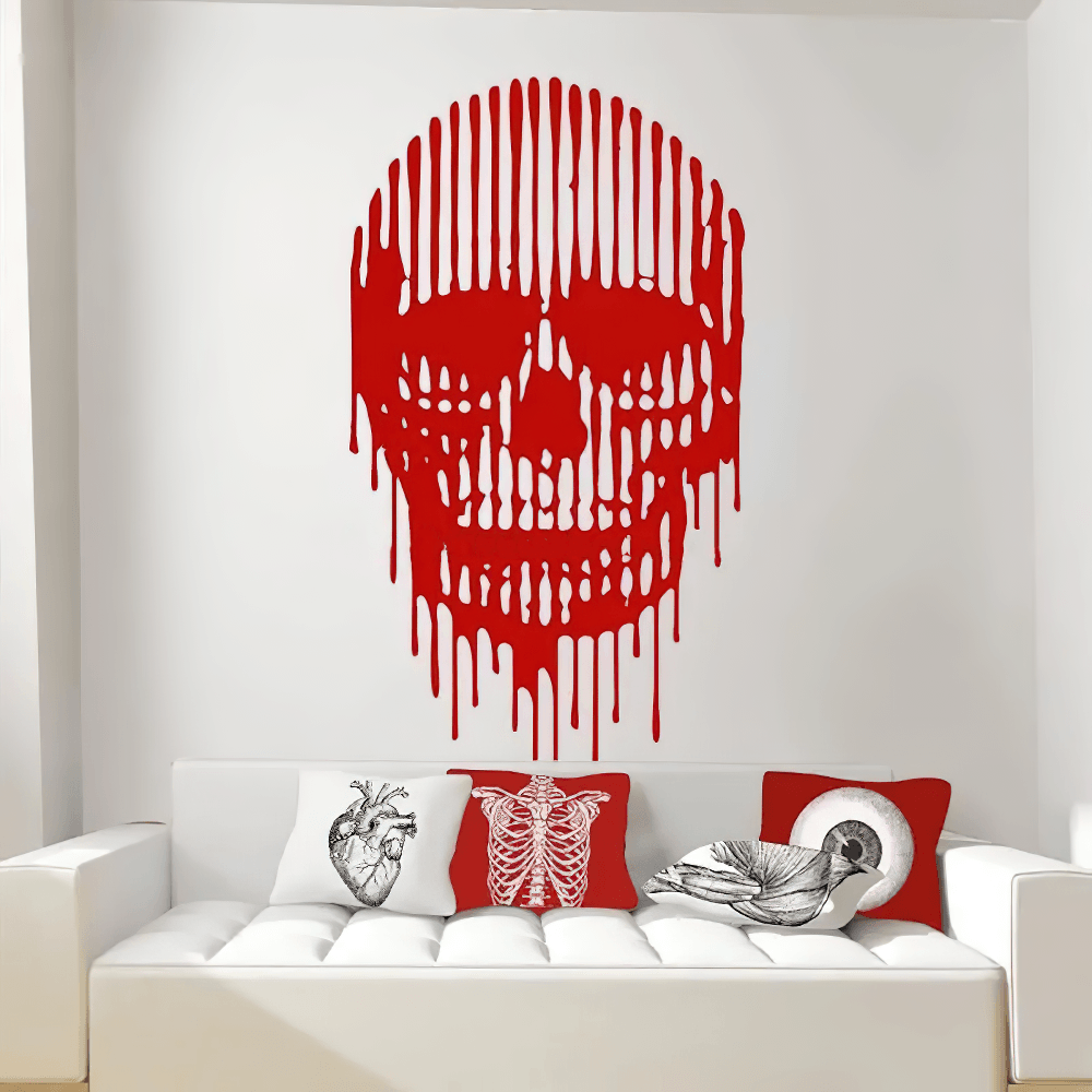 Dripping Skull Horror Vinyl Wall Decal for Rooms