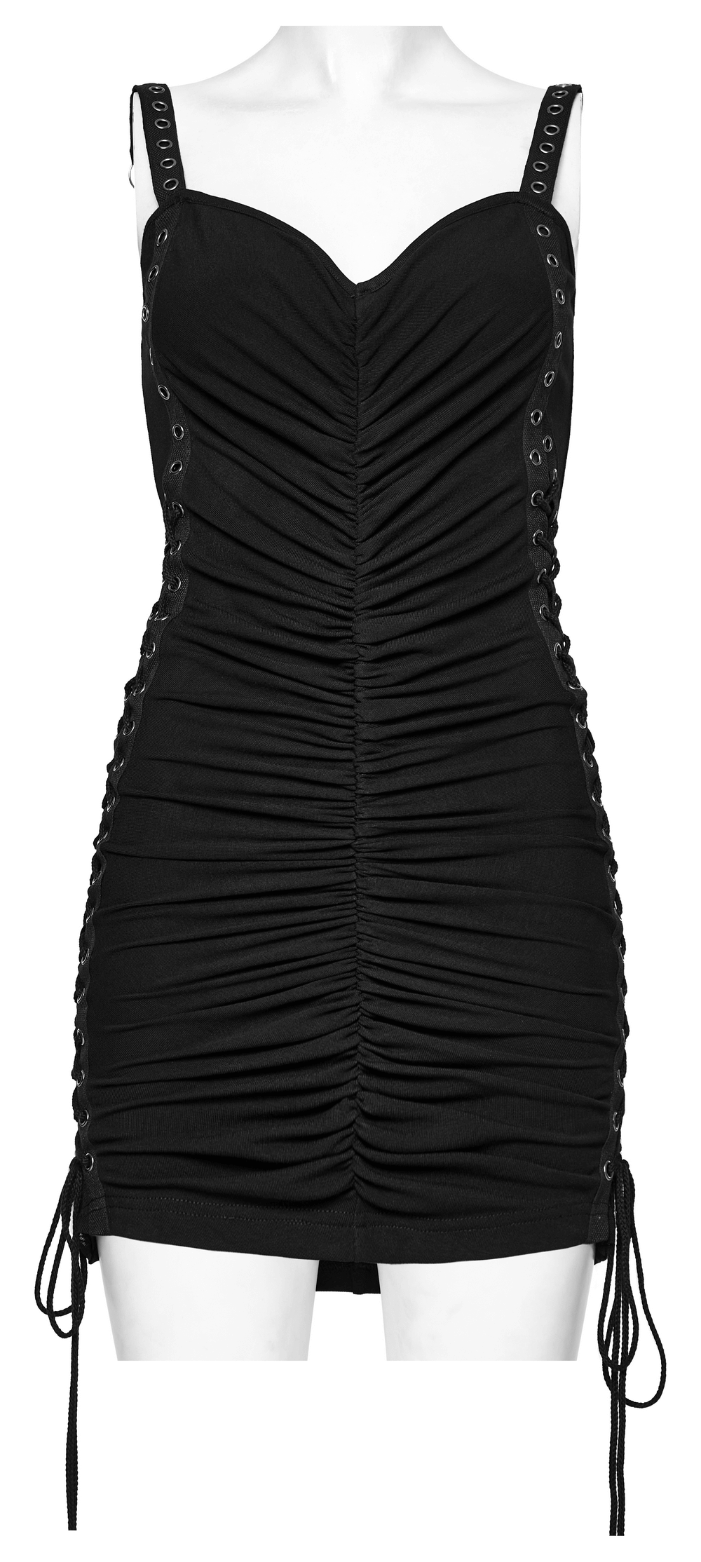 Edgy Adjustable Drawstring Mini Dress with Eyelet Straps