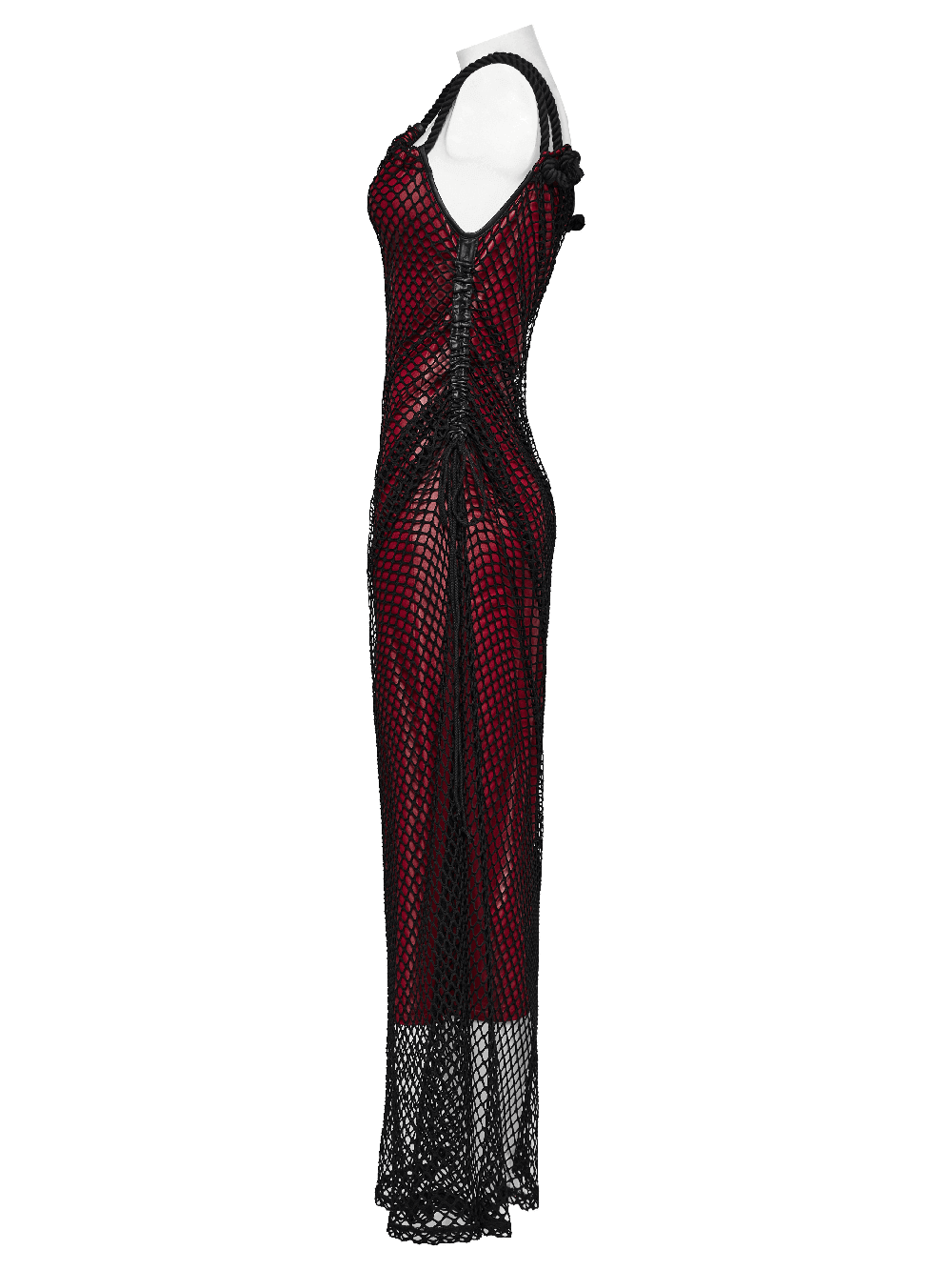 Edgy Goth Asymmetric Dress with Mesh and Shoulder Straps