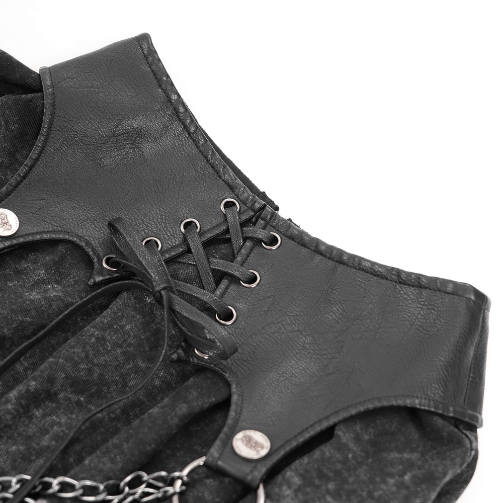 Edgy Layered Gothic Skirt with Chains and Lace-Up