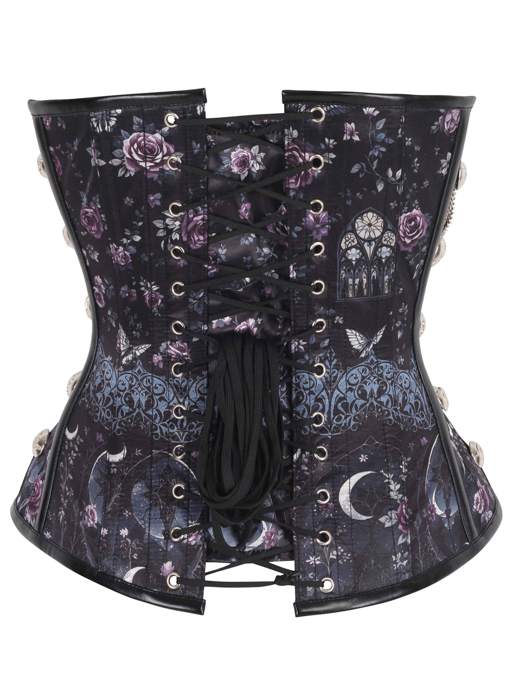 Edgy Rose Steampunk Corset with Chains and Clasp Front