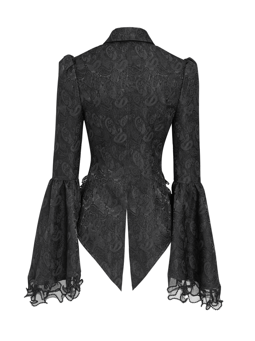 Elegant Alternative Jacquard Blouse with Bell Sleeves