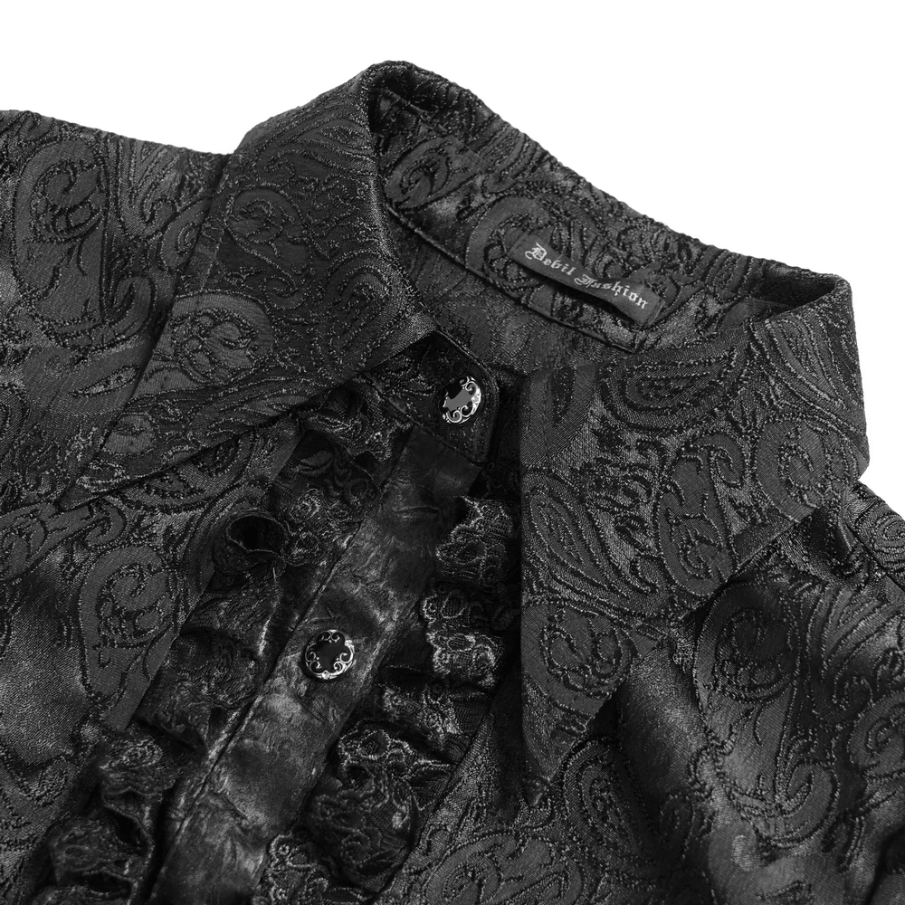 Elegant Alternative Jacquard Blouse with Bell Sleeves